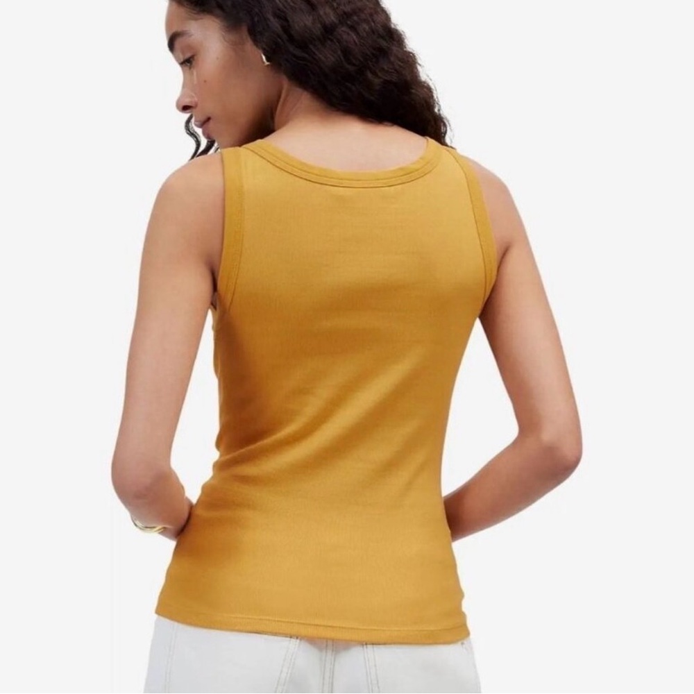MADEWELL Yellow Re)generative Cotton Essential High-Neck Tank Top Size Small - Picture 2 of 4